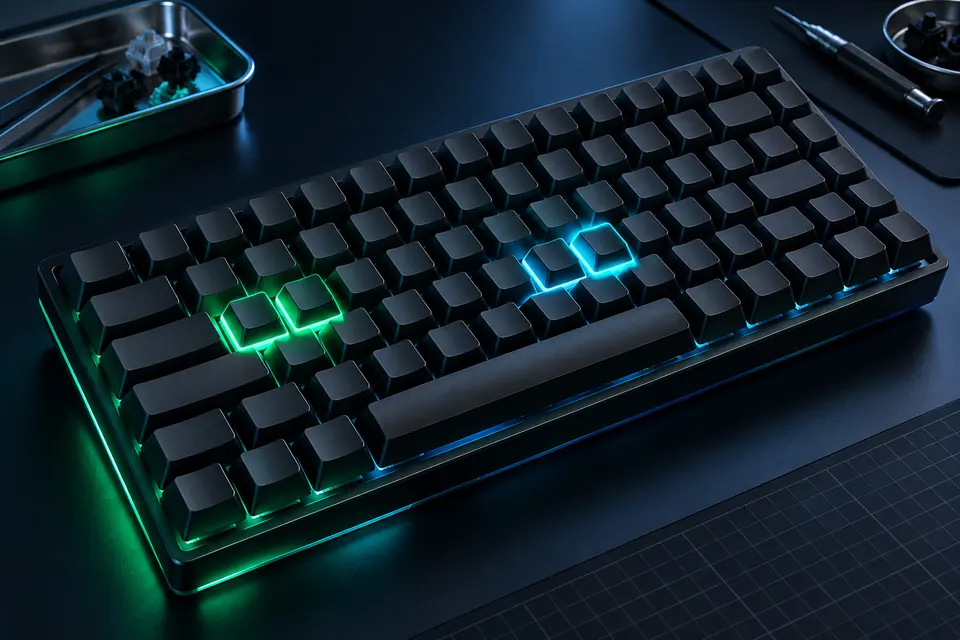 Clavier dont plusieurs touches sont éclairées simultanément