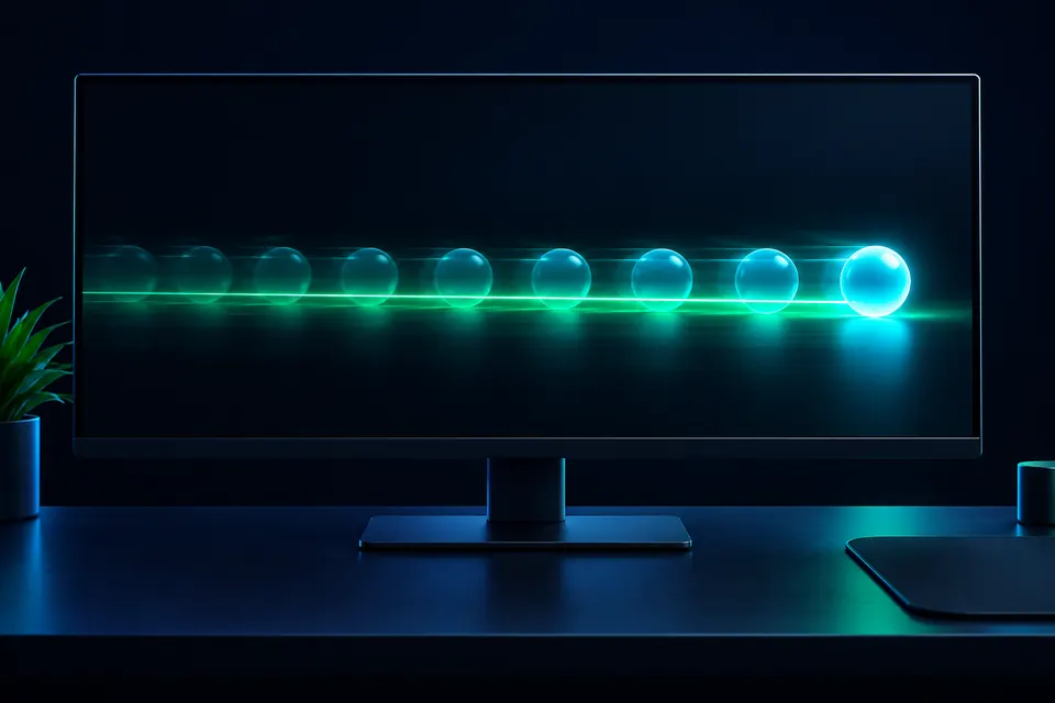 Monitor illustrating successive positions of a moving object